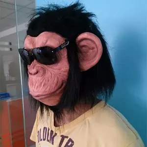Realistic Rubber Gorilla Mask with Wig, Novelty Monkey Costume Accessory for Halloween, Christmas Cosplay, Party, Club, Carnival Celebration, Stage Performance Prop - Adult Size (14+) Unisex