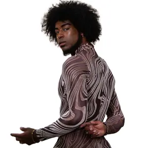 MoodsxMM Fashion Week Mocha Swirl Long Sleeve Bell Bottom unisex Bodysuit
