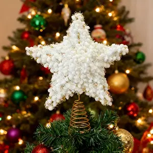 11-Inch Star Christmas Tree Topper, Durable Plastic and Metal, Handmade, No Power Needed, Perfect for Festive Parties and Anniversaries