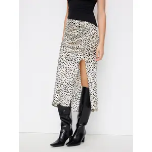 Cider Spot Leopard Print Drawstring Split Maxi Skirt SwimWeek