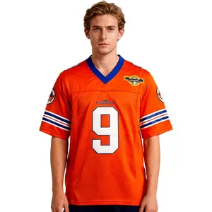 Men's Boucher #9 Football Jersey Sewing Embroidery Mesh Ventilation T-Shirt Adam Sandler Mud Dogs Movie Vintage Clothes Large Size Sweatshirt S-3XL Orange White Black Outdoor Sportswear Polyester High Quality Sports Top