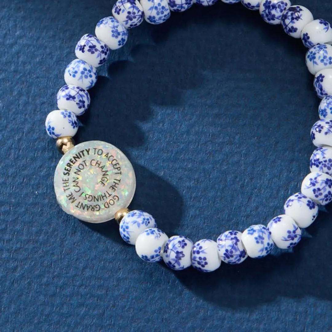 HOLY WATER SERENITY PRAYER PORCELAIN BRACELET Bangle Jewelry Classic Wrist Accessory