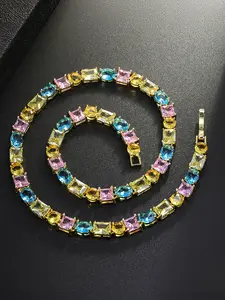 1PC ICED CHICS colorful Zircon Charm necklace, Y2K, with a riot of colors and a variety of hues, enhancing your temperament. It's the best gift for your mom and partner, suitable for daily wear