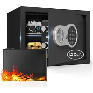 [ 1.2 Cu.ft. ] Fireproof Safe for Home,Digital  Home Cabinet Safes for   Documents,Safe Box with  Keypad,Removable Shelf for Office Business,1.2 Cu.ft.