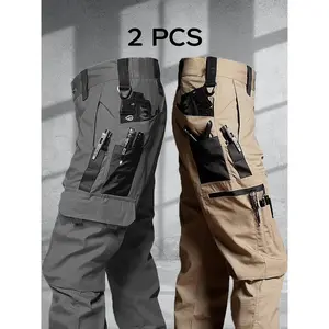 Men's Tactical Cargo Pants, Water-Resistant Multi-Pocket Work Trousers for Hiking & Training, Regular Fit