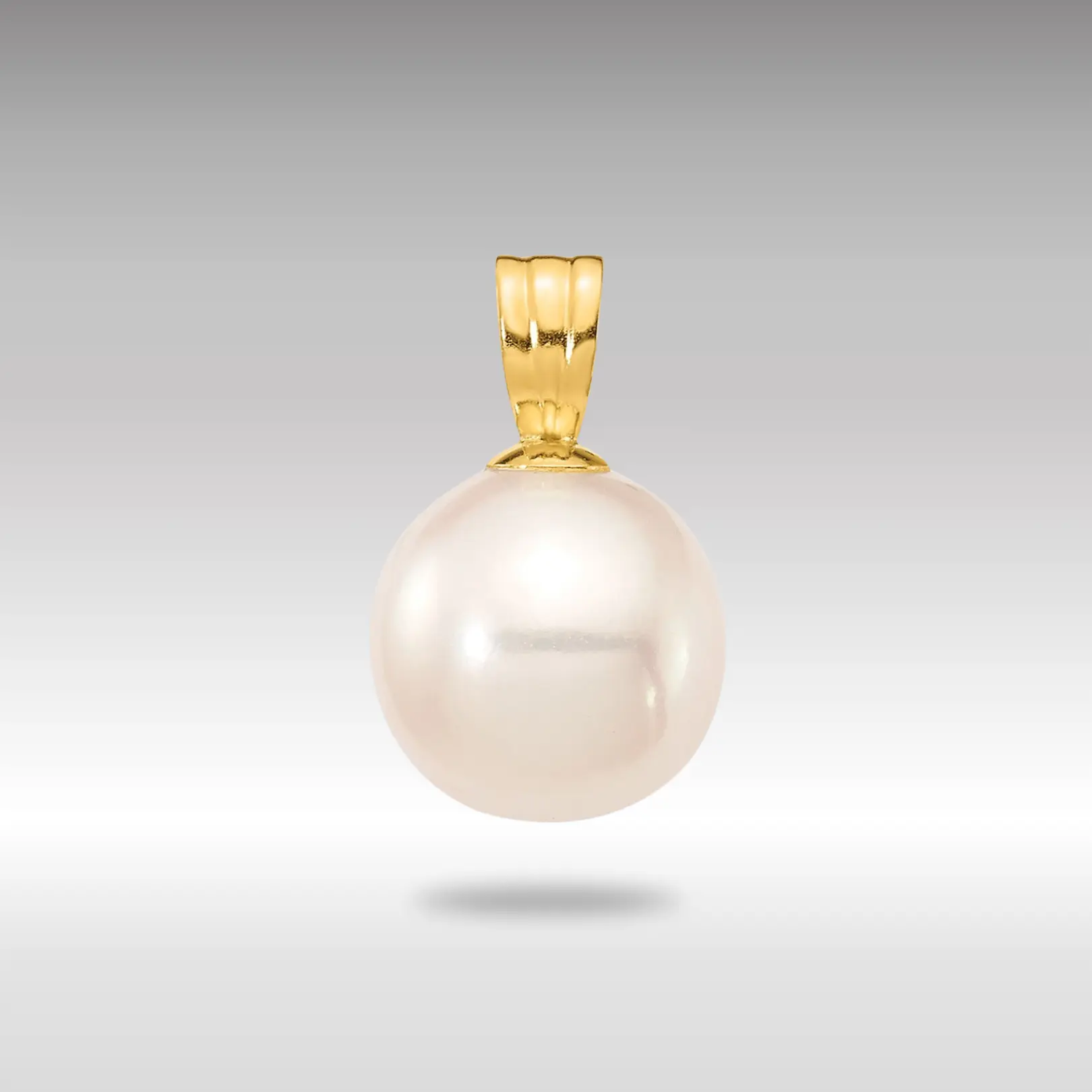 14K Gold 8-9mm White Round Freshwater Cultured Pearl Pendant - Model XF738