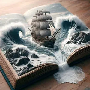 5D DIY Full Drill Round Diamond Painting Kit - Sailboat, Waves, Books Mosaic, Canvas - DIY Home Decor, Wall Art, Suitable for Halloween and Christmas, Birthday and Anniversary Gifts