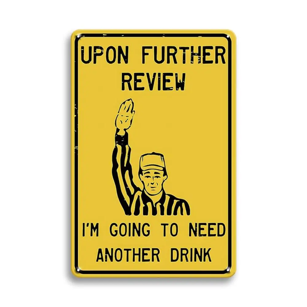 Football Referee Pattern without Accessories, 1 Count Funny Sports Bar Decor, Wall Metal Decorative Plaque, Wall Art Poster Plaque Signage for Pub Bar Cafe Home Room Theater Decoration