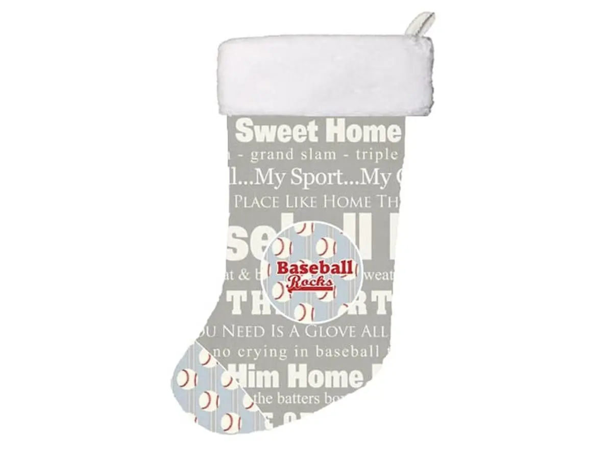 Carolines Treasures SB3153-CS 11x8 In. Baseball-Themed Christmas Stocking, Festive Home Decor with Artwork