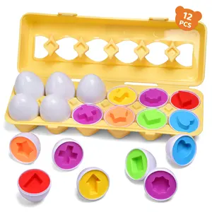 12PCS Easter Egg Color Matching Game for Toddlers Preschool Early Learning Educational Fine Motor Skill Montessori Gift Sensory Toys