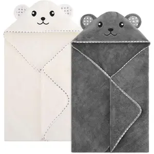 SQ-NG019 Baby Hooded Towel, 2 Pack Cotton Baby Towel Set, 31 X 31 Inch Super Soft Baby Bath Towel for Infants, Toddlers and Newborn (Panda)
