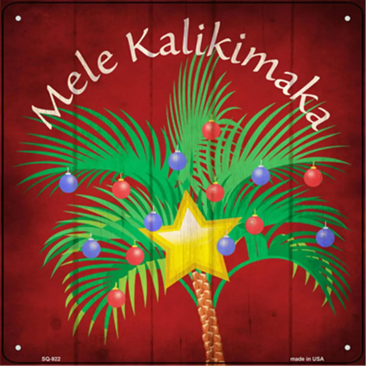 212 MAIN Smart Blonde SQ-922 12x12 in. Weatherproof High-Gloss Aluminium Holiday Mele Kalikimaka Novelty Metal Square Sign, Lightweight Car Interior Accessory, Decorative Home Decoration
