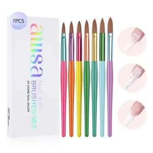 Aillsa Acrylic Nail Brush Set, 3/7pcs 3D Nail Carving Manicure Tool for Home & Salon Use, Acrylic Powder Brush Pen DIY Size 4/6/8/10/12/14/16 Nail Art Extension Helloween/Christmas Gift for Women