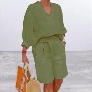 Cotton and Linen Women's Clothing Fashion Loose Casual Suit