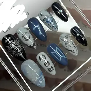 Luxury Blue Kpop Nails | Arirang Comeback Press On Nails | ARMY Fan Gift | Concert Fan Gift