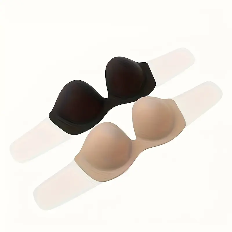 Invisible Bra Sticker Black Deep U-Shaped Invisible Bra Sticker - Strong Adhesion, Thick Round Cups for Support, Sweat And, Comfortable Seamless Design - Perfect for Low-Cut Dresses Without Any Pressure invisible silicone bra Womenswear Backless