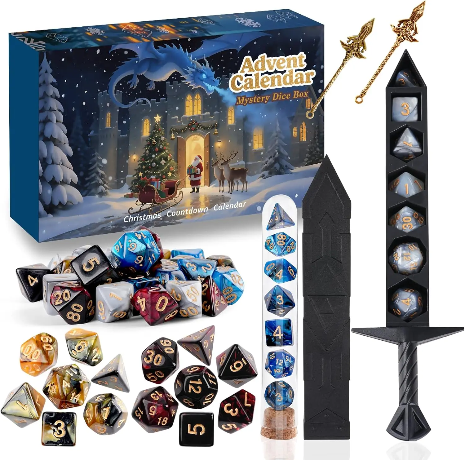 Advent Calendar 2026, Mystery Christmas Advent Calendar 24 Days, Surprise D&D Gifts, DND Dice Set for Dungeons and Dragons RPG, MTG, Role Playing Table Game