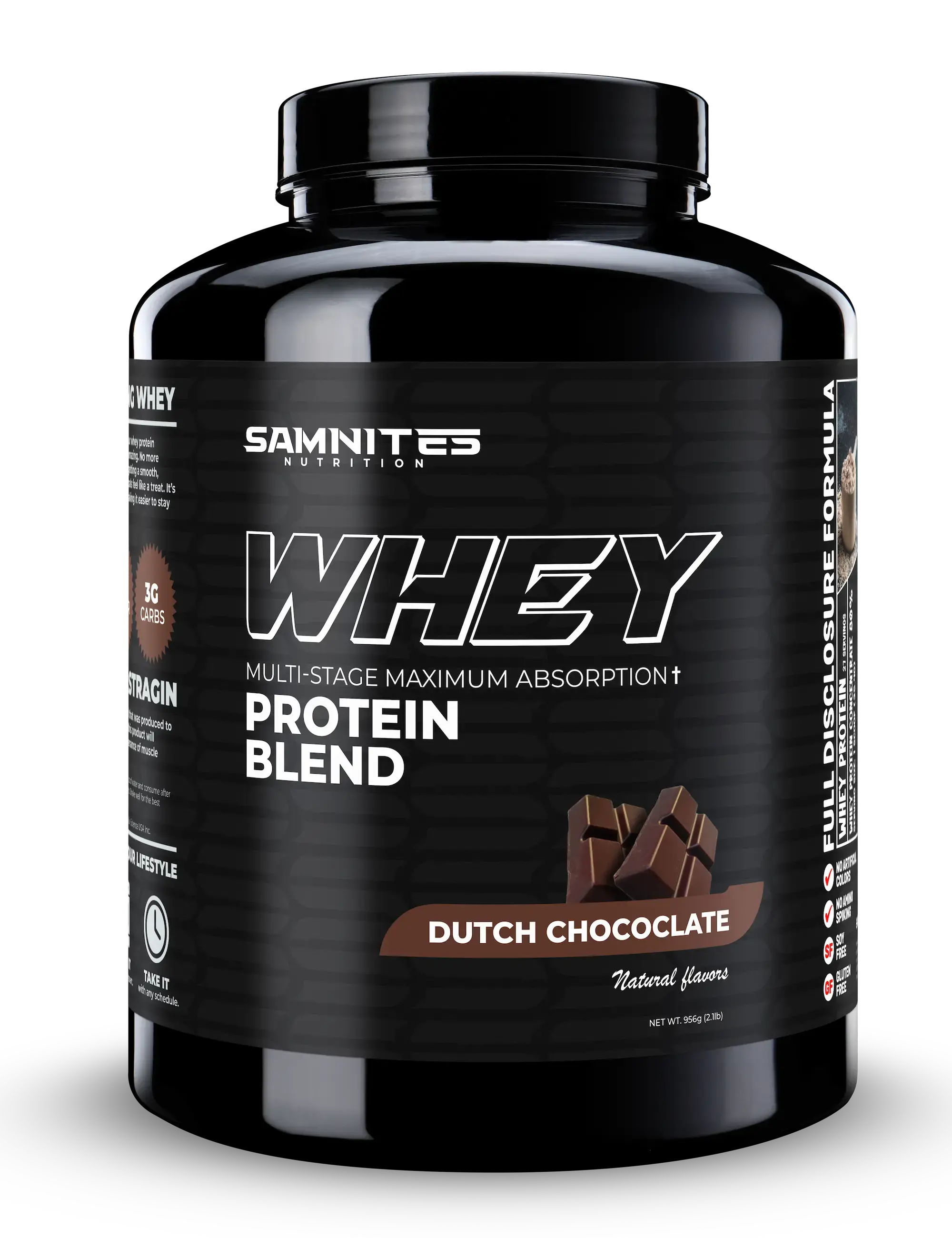 Samnites Nutrition Dutch Chocolate Whey Protein Blend 25g Protein 27 Servings Post Workout Recovery Muscle Growth Support Fitness Dietary Healthcare Supplement