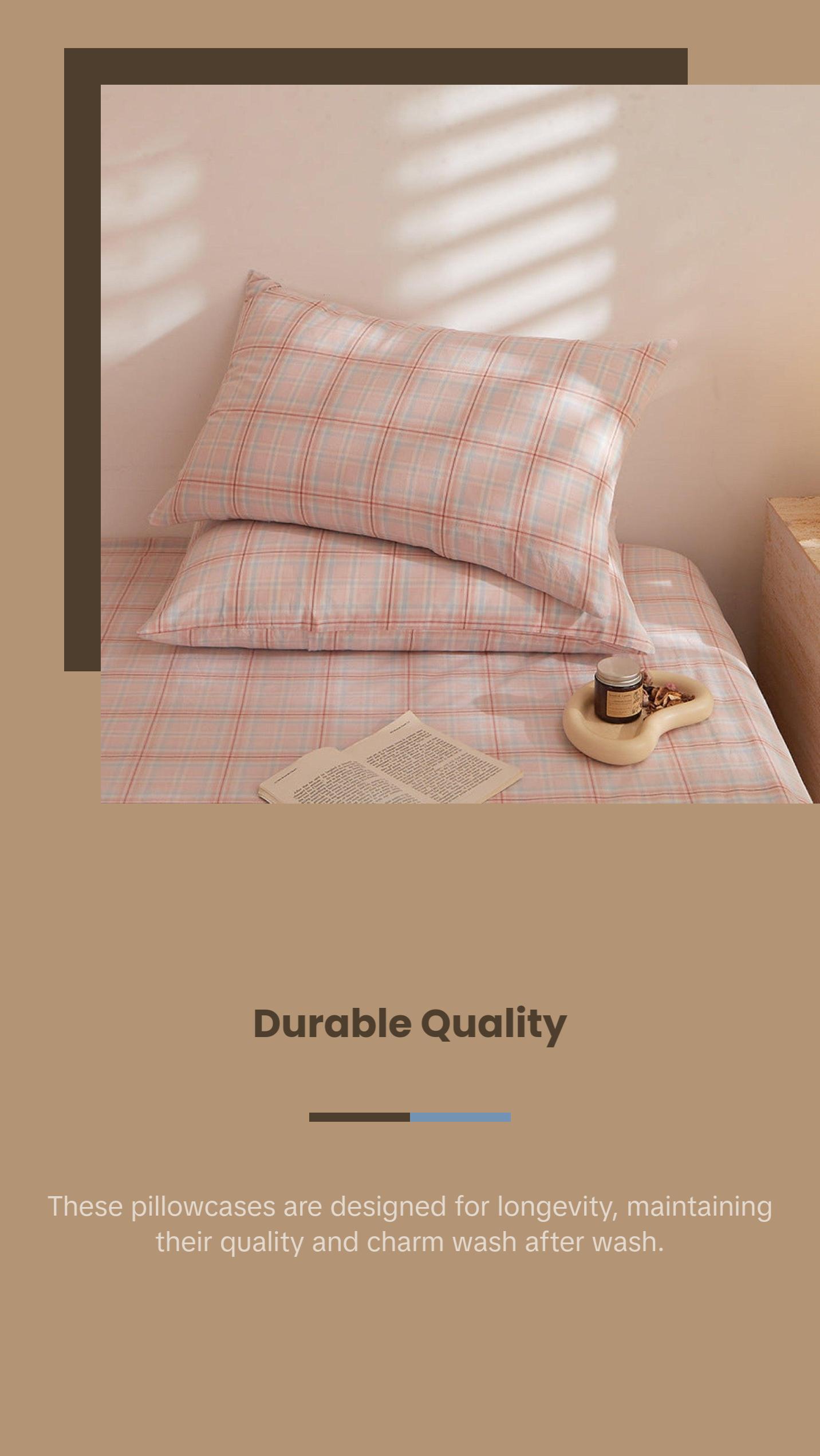 Fresh Plaid Washed Cotton Pillowcases