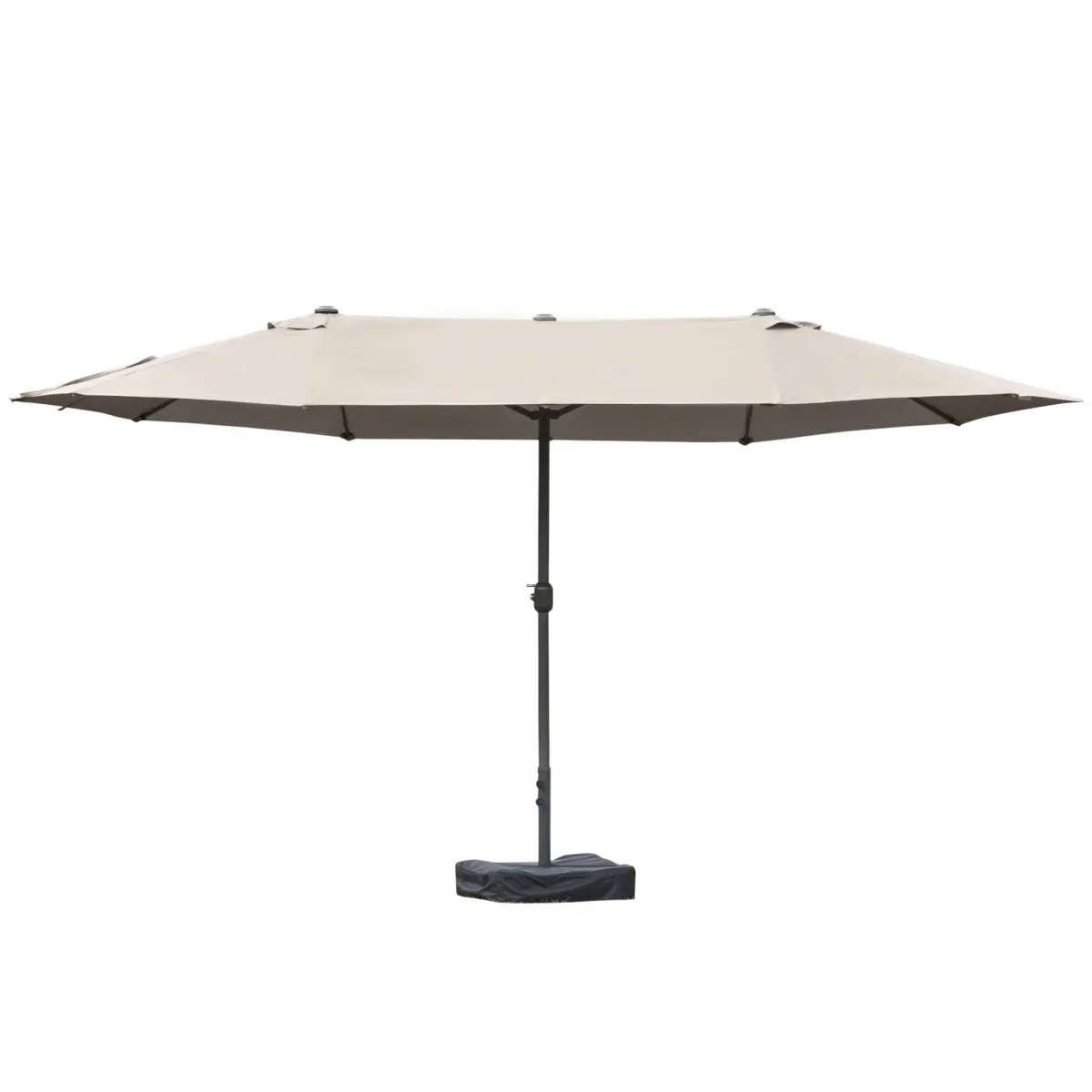 212 Main 84D-031V03CF 15 ft. Sturdy Stable Rectangular Double-Sided Outsunny Patio Umbrella with Base, 12-Rib Sun-Proof Parasols Canopies & Shade, UV Protection, Easy Crank for Deck, Pool, Cool Shaded Atmosphere