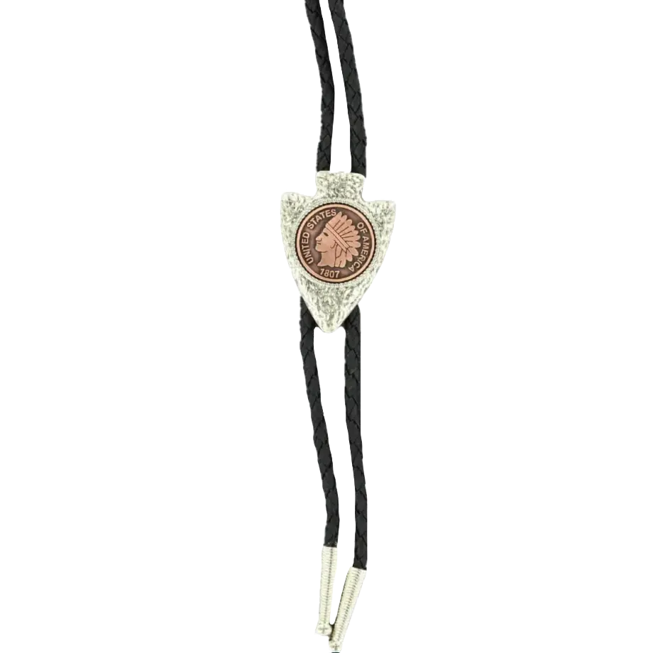 Double S Arrowhead & Coin Slide Bolo Tie 22122