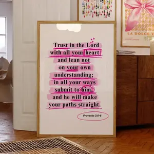 Proverbs 3:5-6 Poster, Christian God Style No Frame Wall Art, Bible Verse Home Decorative Artwork, Perfect Gift for Girlfriend or Boyfriend