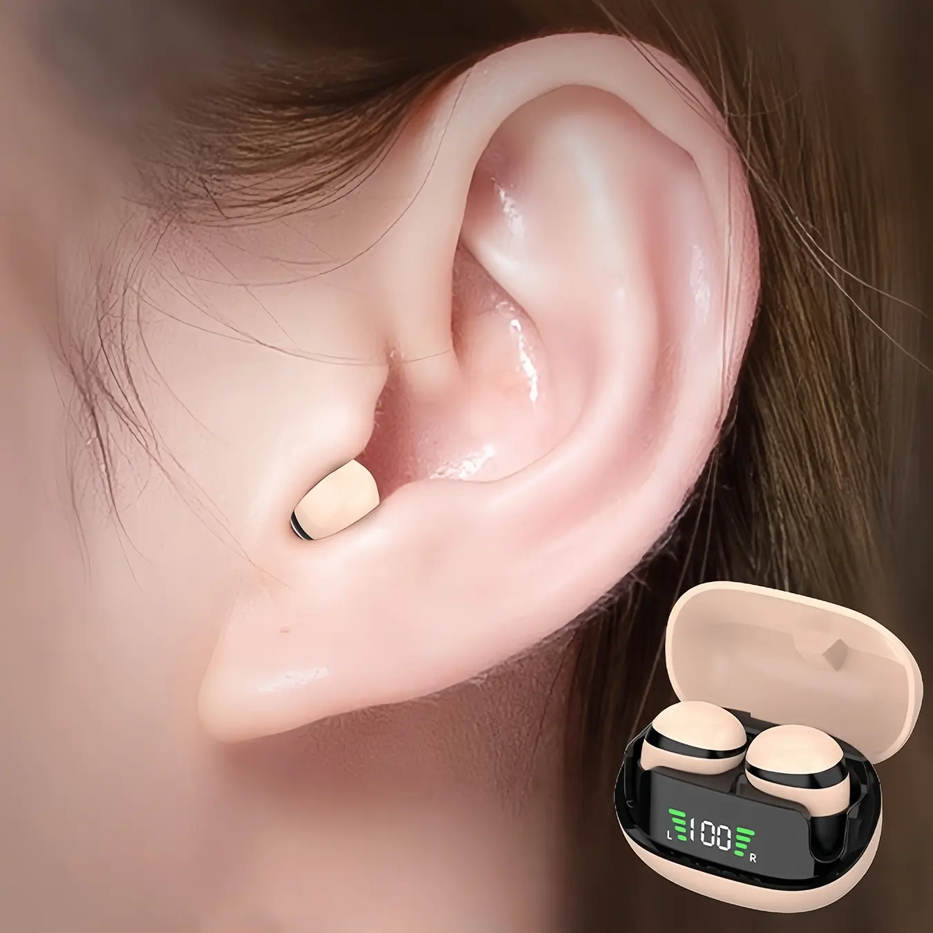 Wireless In-Ear Earbuds, Noise Cancelling Earphones with Digital Display, High Sound Quality Earbuds for Work, Class, and Sleep, Headphone for Travel