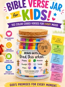 Read Me When Bible Verse Jar for Children –  Bible Verse Jar, Prayer Cards, Christian Gift for Women, First Communion Gifts for Girls, Confirmation Gifts for Teen Girls & Boys
