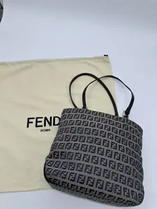 Pre-owned FENDI Monogram Canvas Tote Bags Tote Blue Canvas