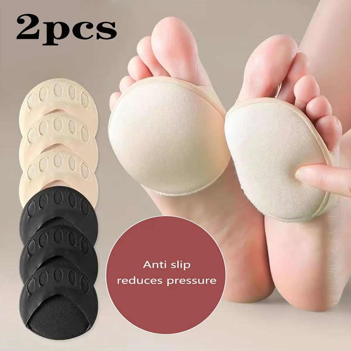 2pcs High Heel Forefoot Pads, Breathable Anti-Slip Invisible Half Size Foot Pads, Pain Relief, Unisex, Comfortable Shoe Inserts, Insoles, Enhanced Breathability