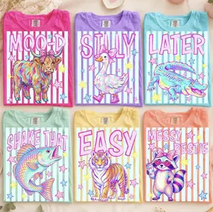Comfort Colors Later Gator Shirt, Striped Summer Animal Tee, Easy Tiger Graphic Shirt, Preppy Coastal Loose Goose Tee, Graphic Shirt For Her, Full Colors, Full Sizes