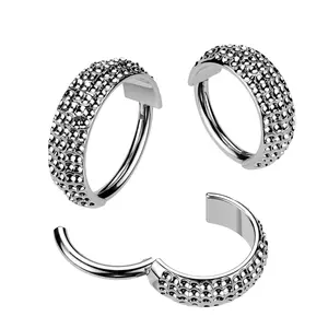 16G Textured Dent Wide Dome Hoop • Clicker Hoop • Septum Ring • Nose Ring • Titanium • Conch Hoop • Helix • Cartilage Piercing • Daith Hoop