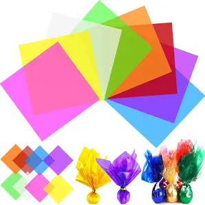 120Pcs 7.48x7.48 Inches Colored Cellophane Wrap Transparent Plastic Sheets For DIY Crafts Gel Light Filters Art Projects Light Decorations Candy Packaging Window Decorations
