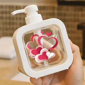 Romantic 3D Heart Pattern Moisturizing Hand Soap Pump Bottle, Refillable Soap Dispenser, Kitchen Soap Dispenser, Bathroom Soap Dispenser, Bathroom Essentials Accessories, Ideal for Home Decor, Easy to Use, Durable Liquid Container