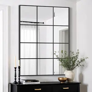 Window Mirrors for Wall Decor, Wall Mirrors Decorative Window Pane 30 x 40, Rectangular Metal Framed Wall Mounted Mirrors for Bedroom, Living Room, Dining Room, Entryway, Bathroom, Fireplace