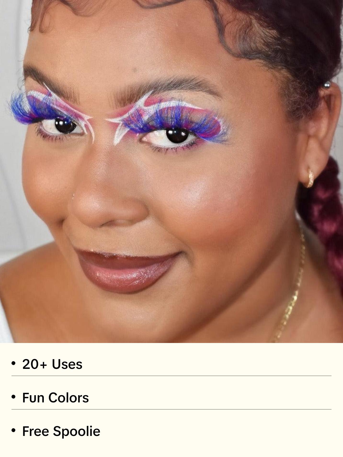 Bubblegum 25mm Pink and Blue Anime Colored Strip Lash 100% Mink Glue-On Eyelashes for Bold Playful Looks 20+ Uses with Free Spoolie | Perfect Halloween Lashes Colorful