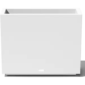 Block Series Span Plastic Planter - Tall Rectangular Planter for Indoor or Outdoor Patio/Porch, White, 24.25 in Height, 12 in Width, 30 in Length