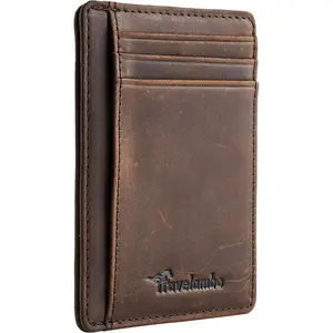 Travelambo Slim Wallet Front Pocket Minimalist Leather RFID Blocking Medium Size