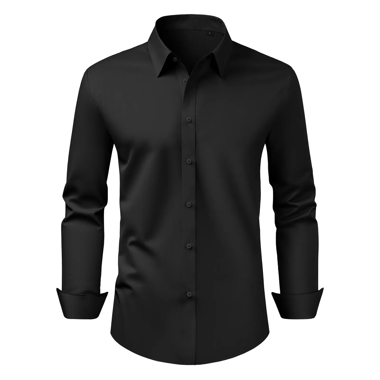 VEVOR Men's Solid Slim Fit Dress Shirt, Long Sleeve Stretch Cotton-Polyester Fabric, Wrinkle-Free Formal Top for Business & Wedding, Low Iron, Long Sleeves, Regular Cuff, Business Casual, Plain, Reinforced Buttons, Cuff Sleeve