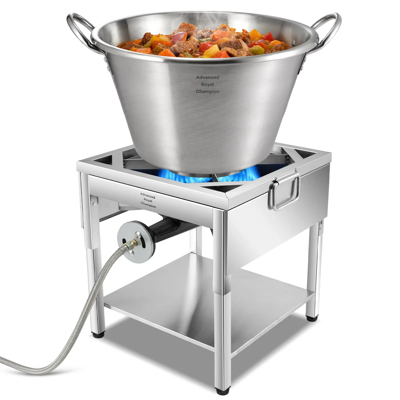 ARC Stainless Steel 41/69QT Mexican Cazo Para Carnitas With 200,000BTU Propane Burner Foldable Legs Set, Heavy Duty Outdoor Wok, Great for Carnitas, Braising, Seafood Boiling (69 QT(10-15PPL))