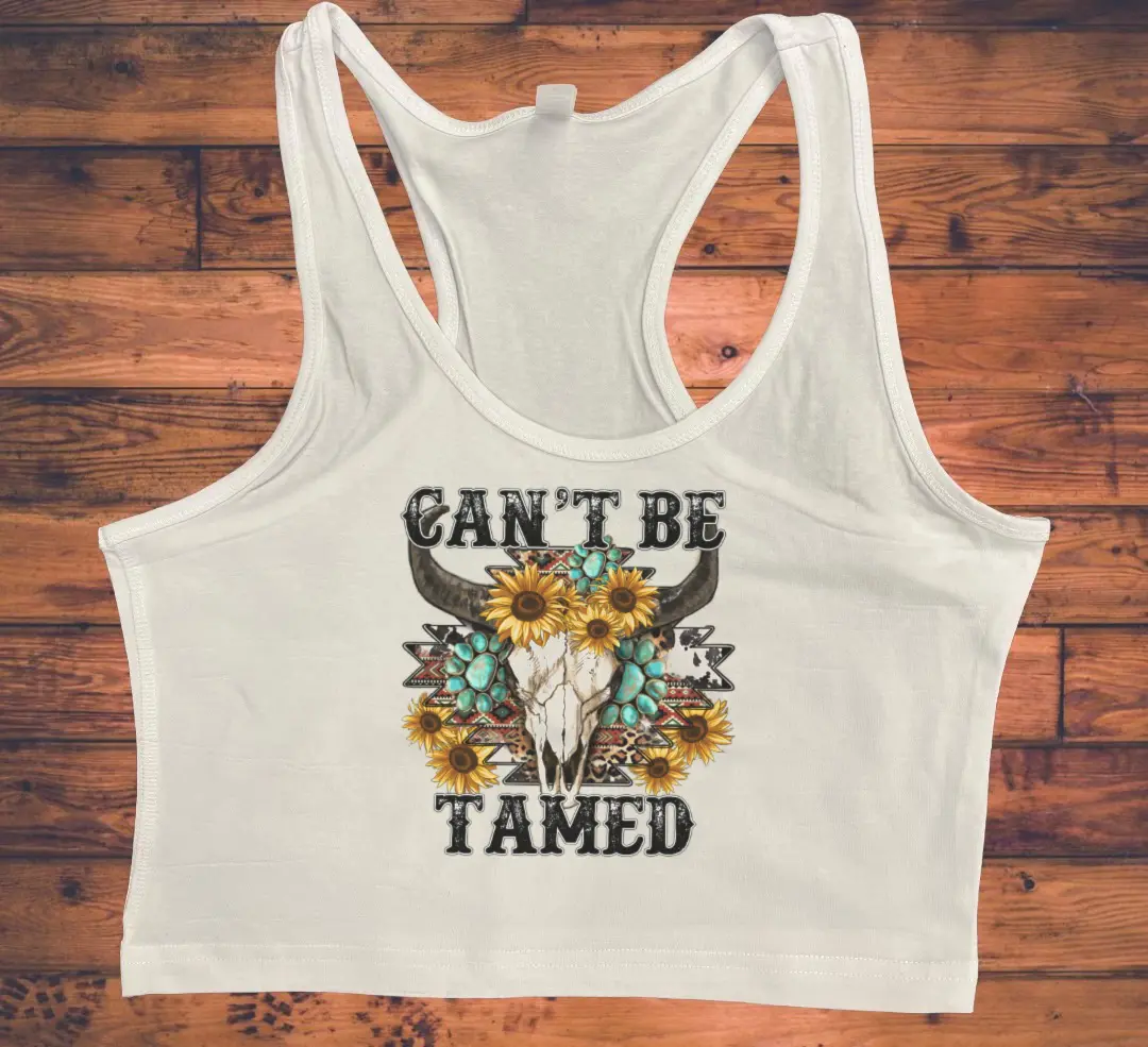 cant be tamed western crop tank top