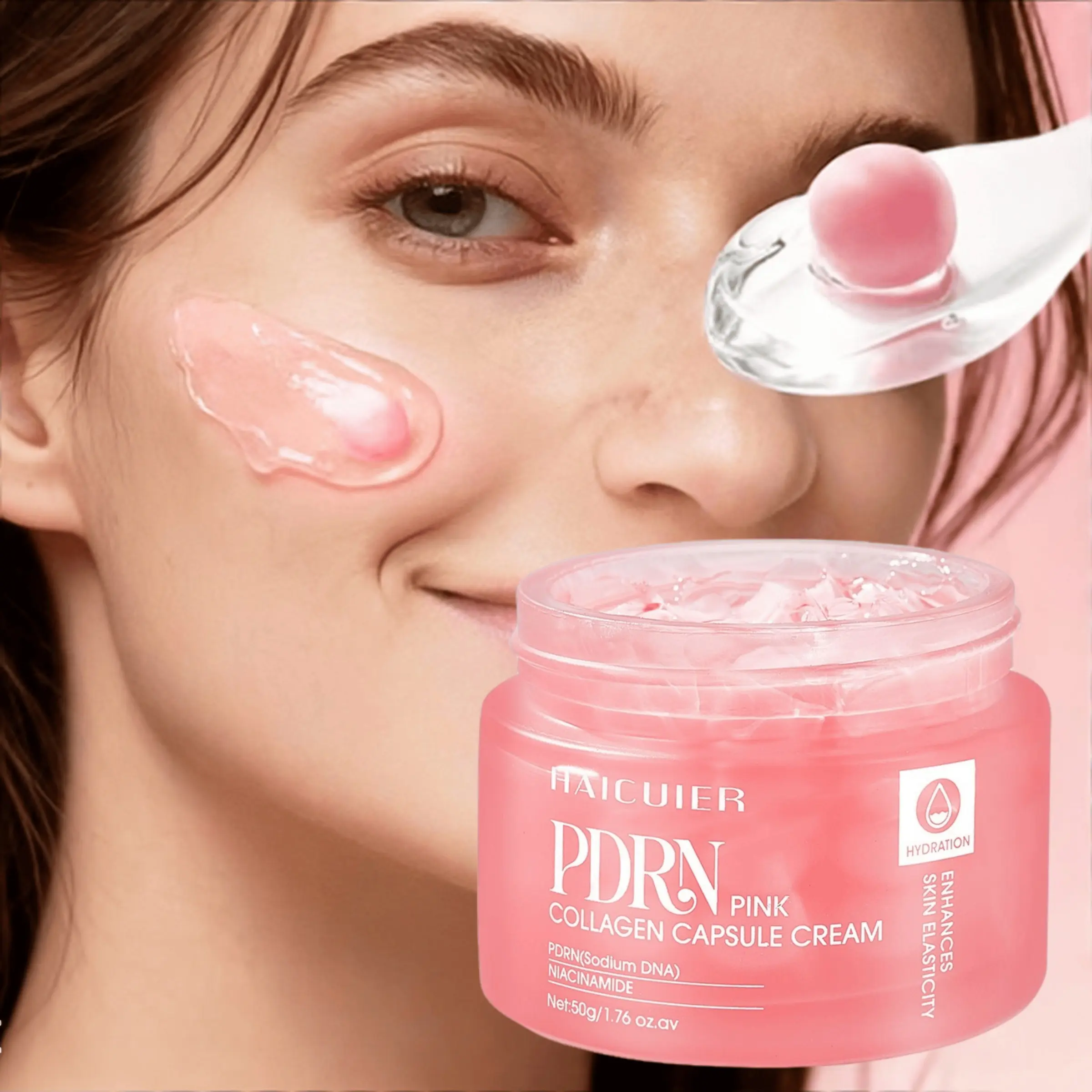 Pdrn Collagen Capsule Cream, Hydrating Moisturizing Firming Deep Hydration Anti Aging Niacinamide Moisturizer with Pdrn, Glossy Radiant Skin, Suitable for All Skin Types, 1.76oz/50g