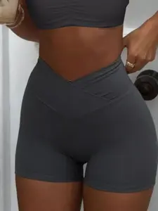 Women's High Waisted Yoga Shorts, Slim Fit Elastic Waistband, Breathable Comfort Fabric, Gym Running Cycling Daily Wear, Running Training Shorts