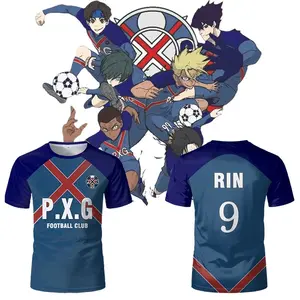 P.X.G Blue Lock Japanese Anime Jersey Football Tshirts Rin Shidou Cosplay T Shirts Men'S And Women'S Casual Sports Tops