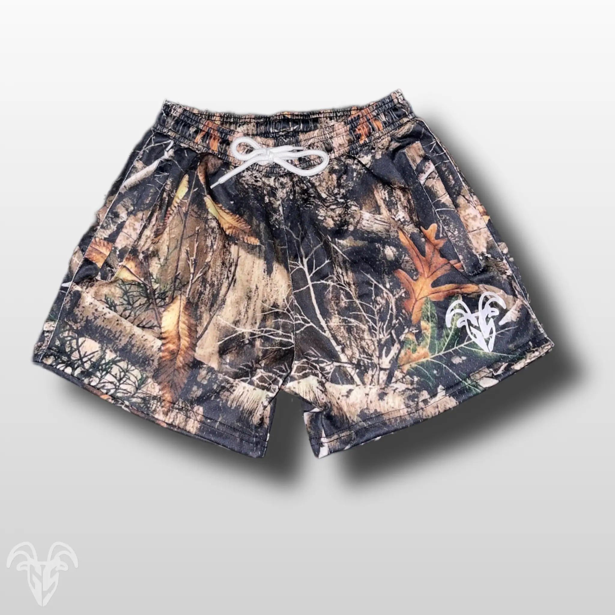 Men's Goat Strength Mesh Shorts / Men's Shorts 5 inch inseam CAMO Shorts Gym Breathable Elastic Workout | Realistic camouflage athletic shorts