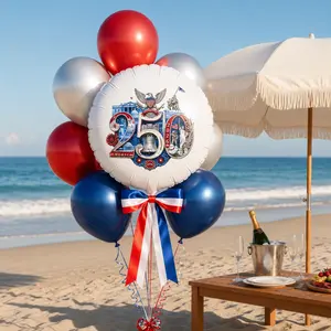 July 4th Party Mylar Balloon - 2026 Patriotic Design | 4th of July Party Décor | Foil Balloon - 18"  Inflated