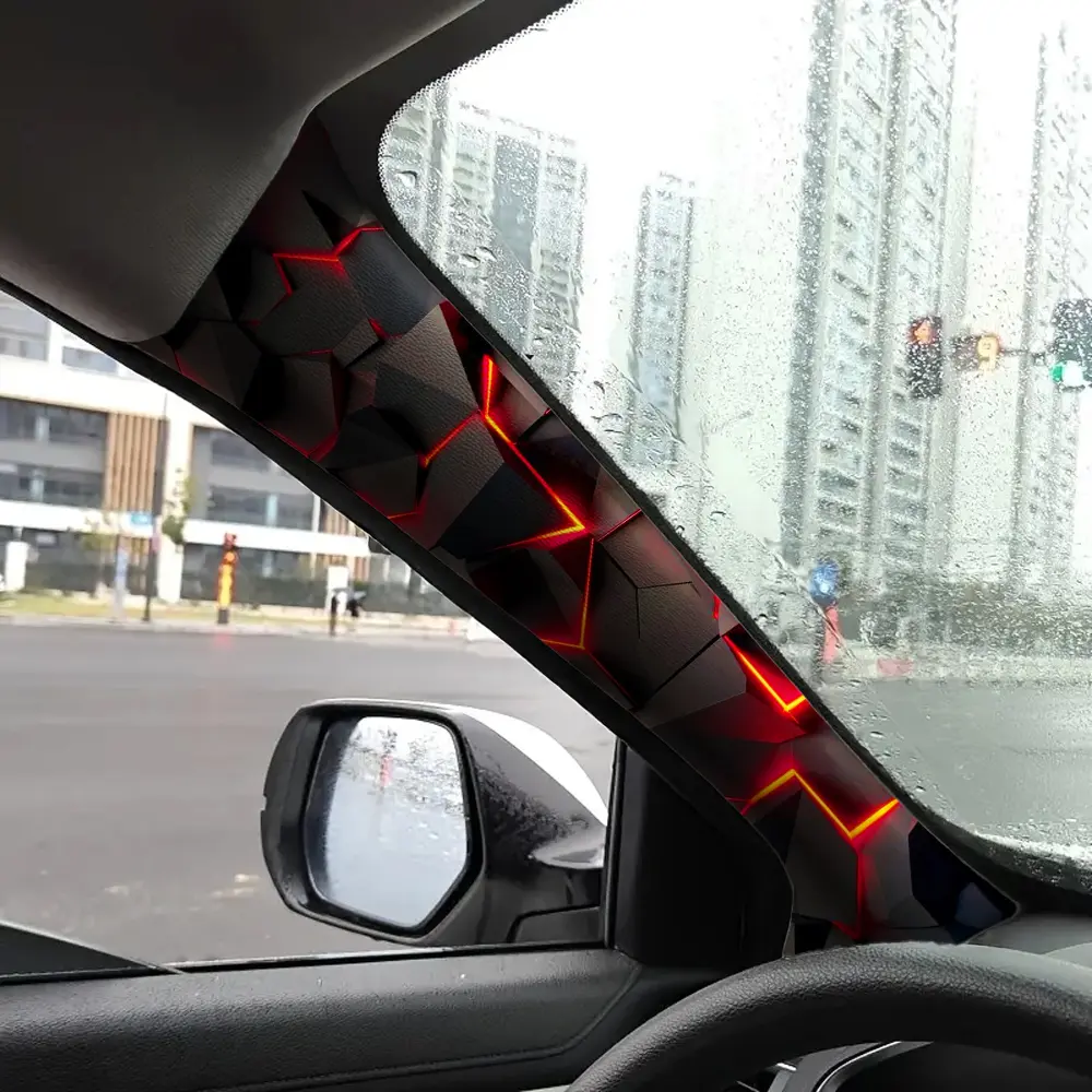 Jdm Car Interior A-Pillar Modification Kit, Universal Style Upgrade, Lava Burst Pattern Self-Adhesive Elastic Patch Set, Car Decals, Car Interior Decor, Decal For Cars, Car Interior Decorative, Car Accessories, Car Decorations