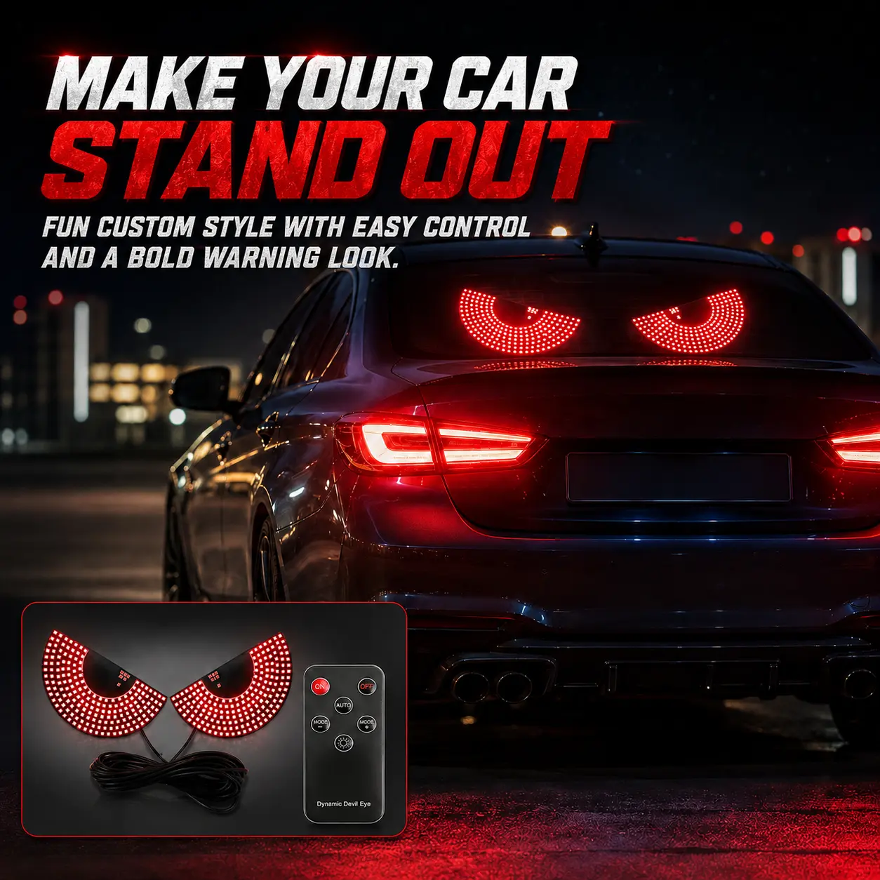 Universal 2PCS LED Devil Eyes Demon Light Modules | Smart RGB Color Changing Headlamp Projector | Digital Strobe Exterior Decoration Accessories for Car SUV Truck