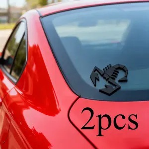 2 PCS 3D Scorpion Emblem Badge Car Side/Rear/Front Decorations Car Side Stickers Metal Sticker Decals Logo (Black)