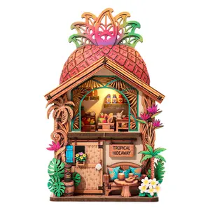 ETKVR RFM08 Pineapple Mini House Fridge Magnet DIY Cute Handmade Puzzle Building Block Assembly Model Toy Self-Adhesive Magnetic